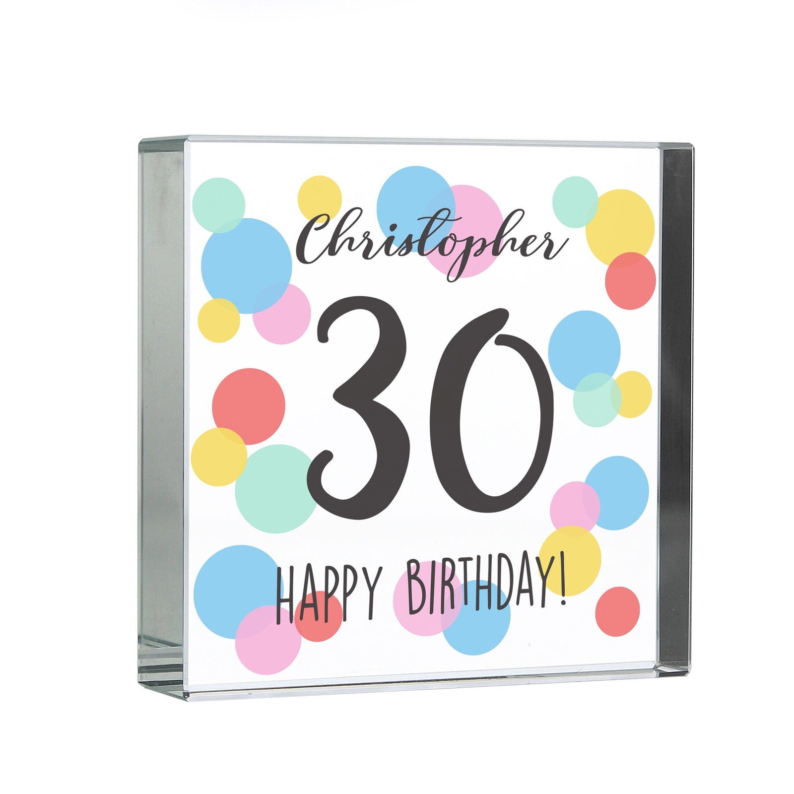 Personalised Birthday Colour Confetti Large Crystal Token