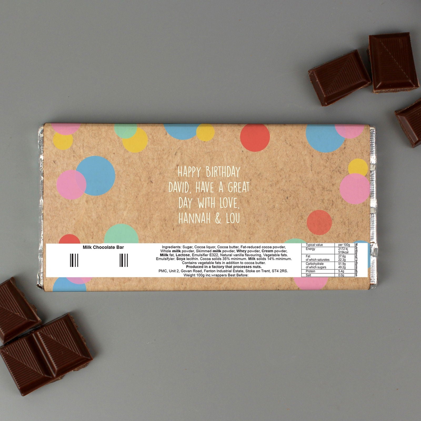 Personalised Birthday Colour Confetti Milk Chocolate Bar