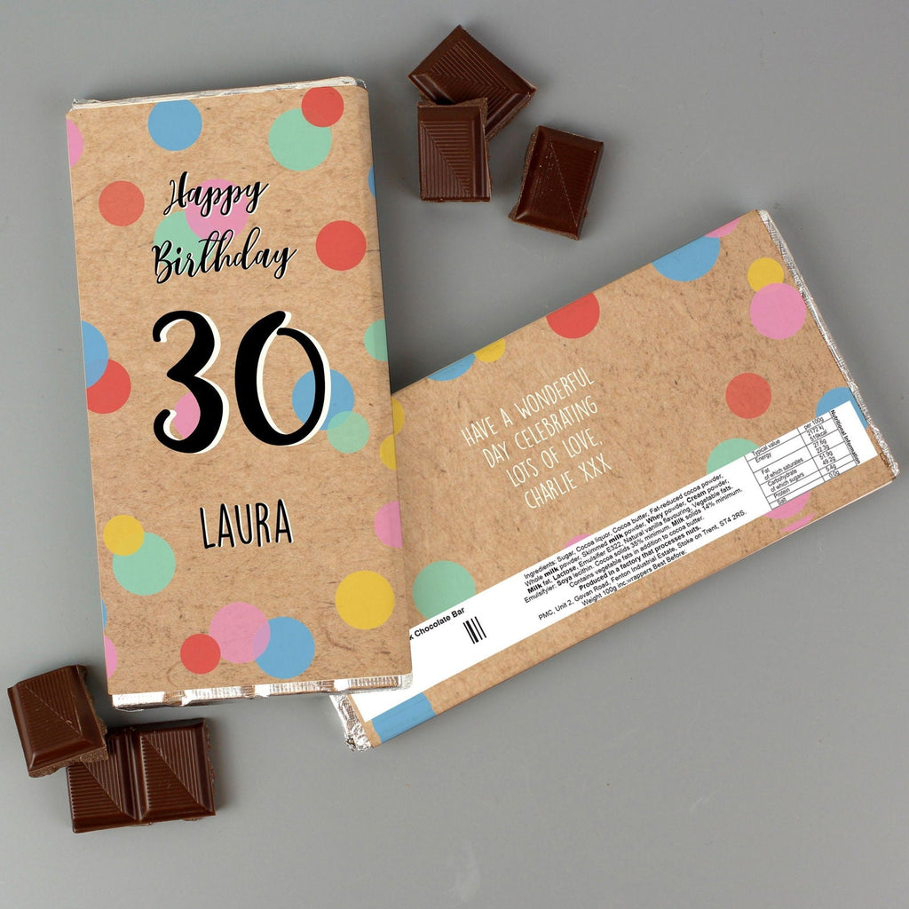Personalised Birthday Colour Confetti Milk Chocolate Bar