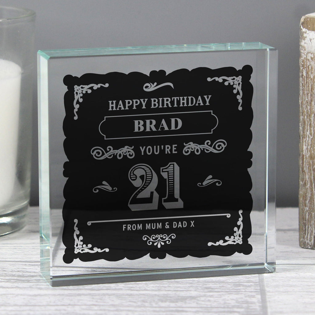 Personalised Birthday Vintage Typography Large Crystal Token