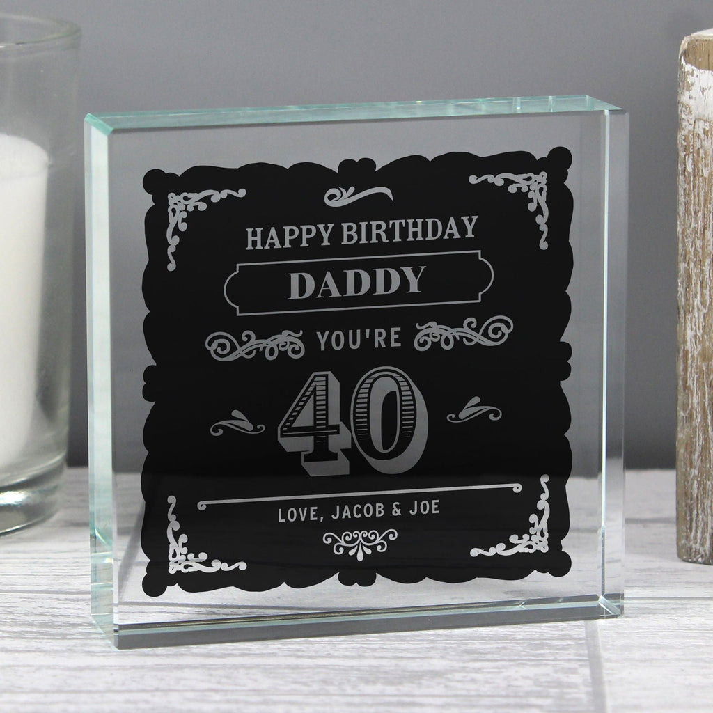 Personalised Birthday Vintage Typography Large Crystal Token