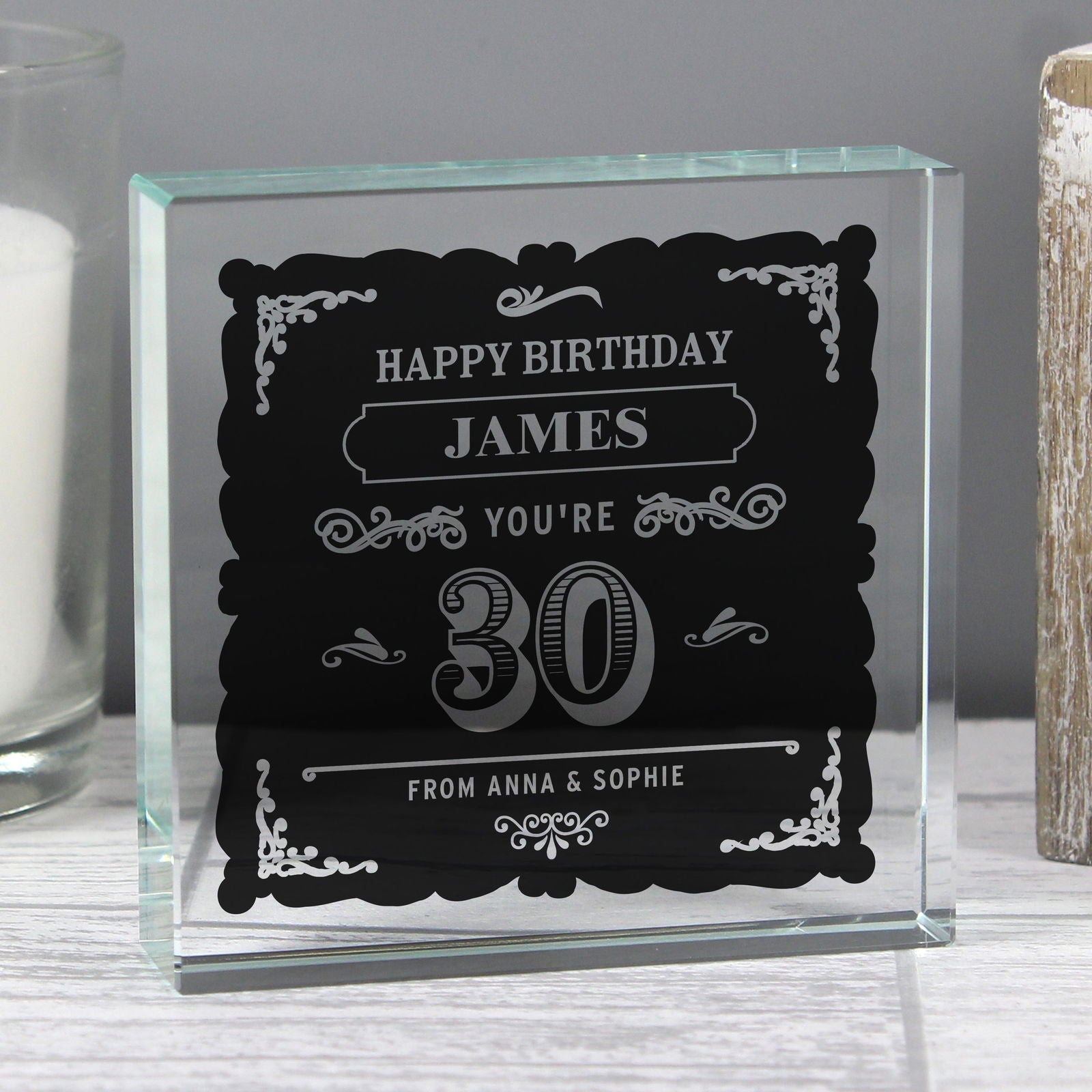 Personalised Birthday Vintage Typography Large Crystal Token