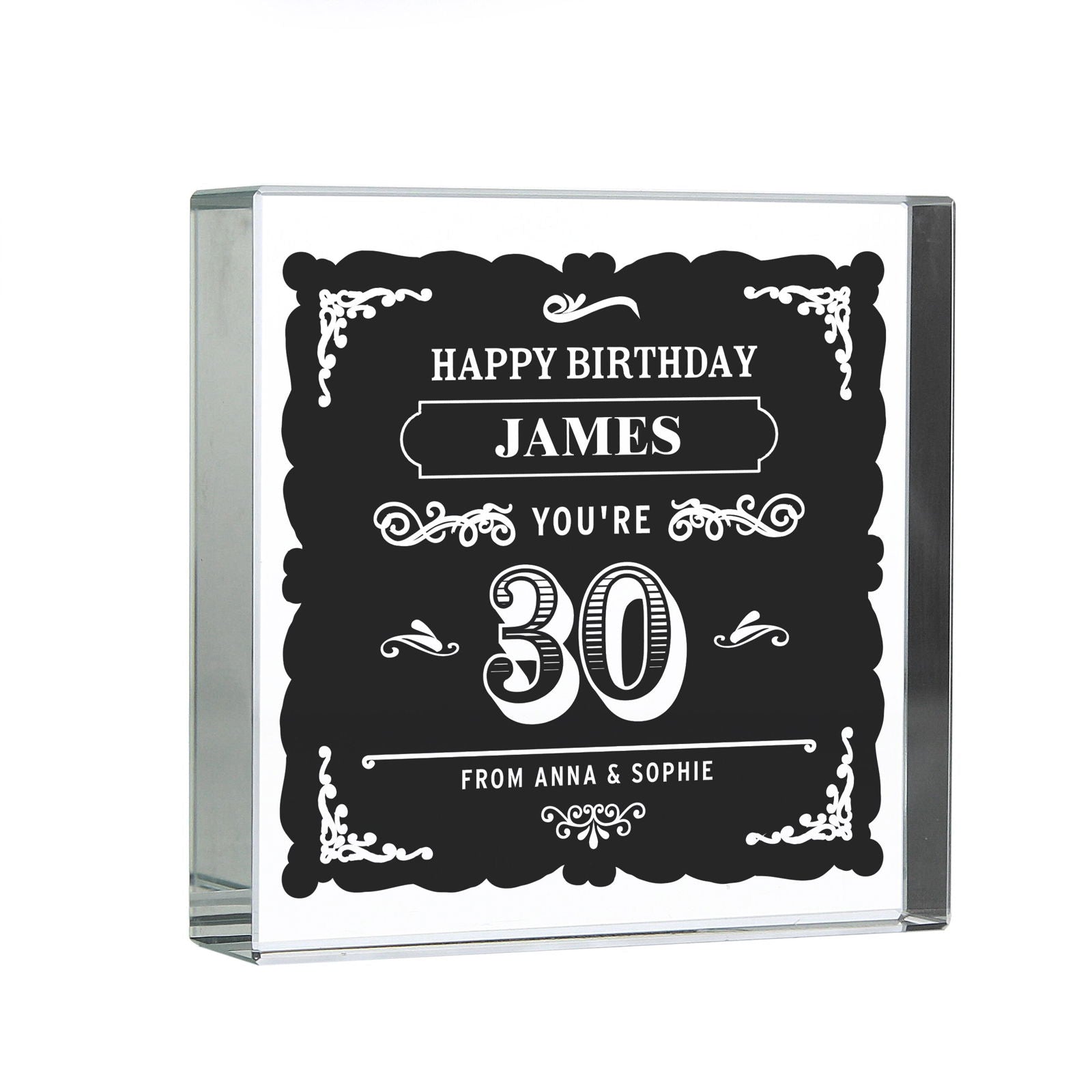 Personalised Birthday Vintage Typography Large Crystal Token