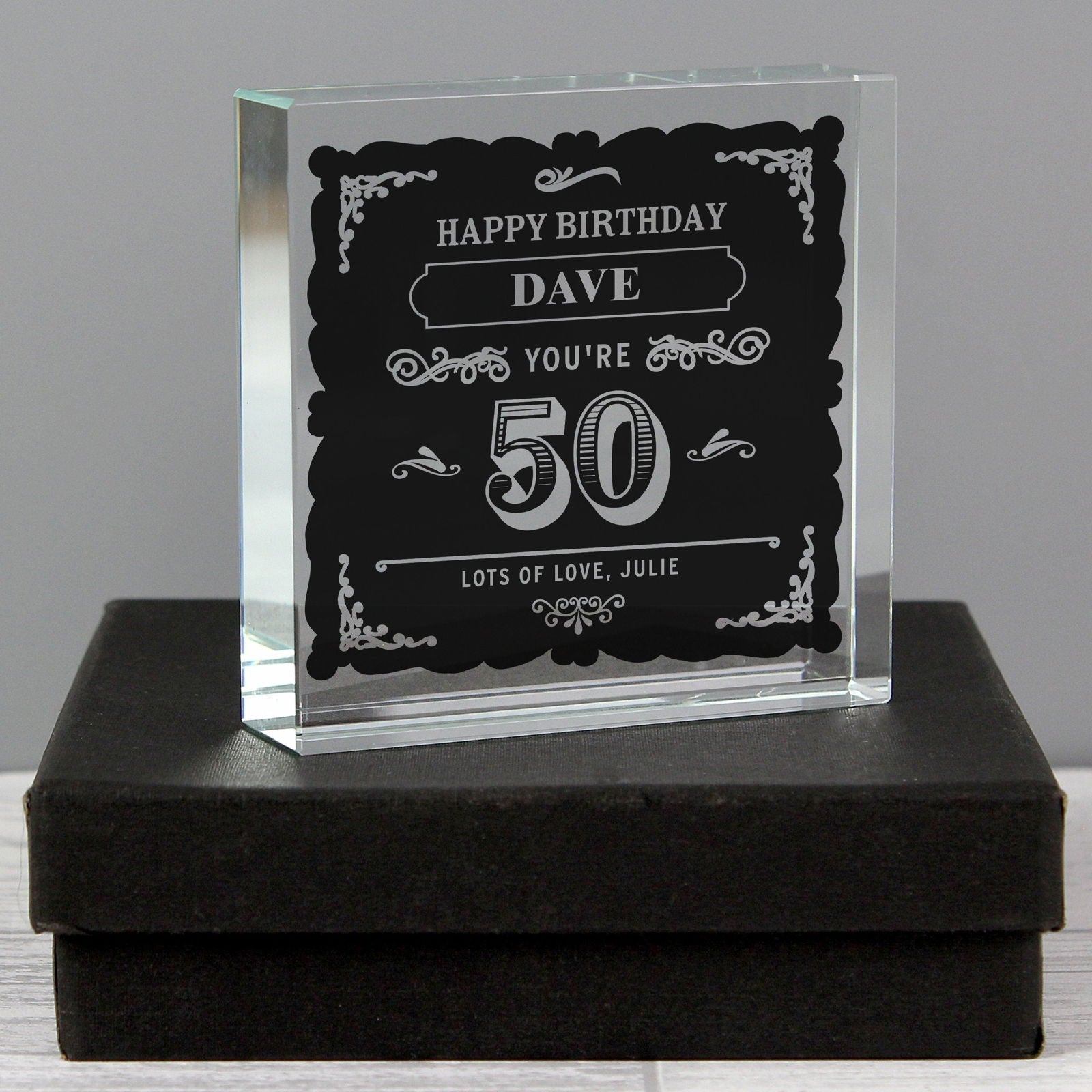 Personalised Birthday Vintage Typography Large Crystal Token