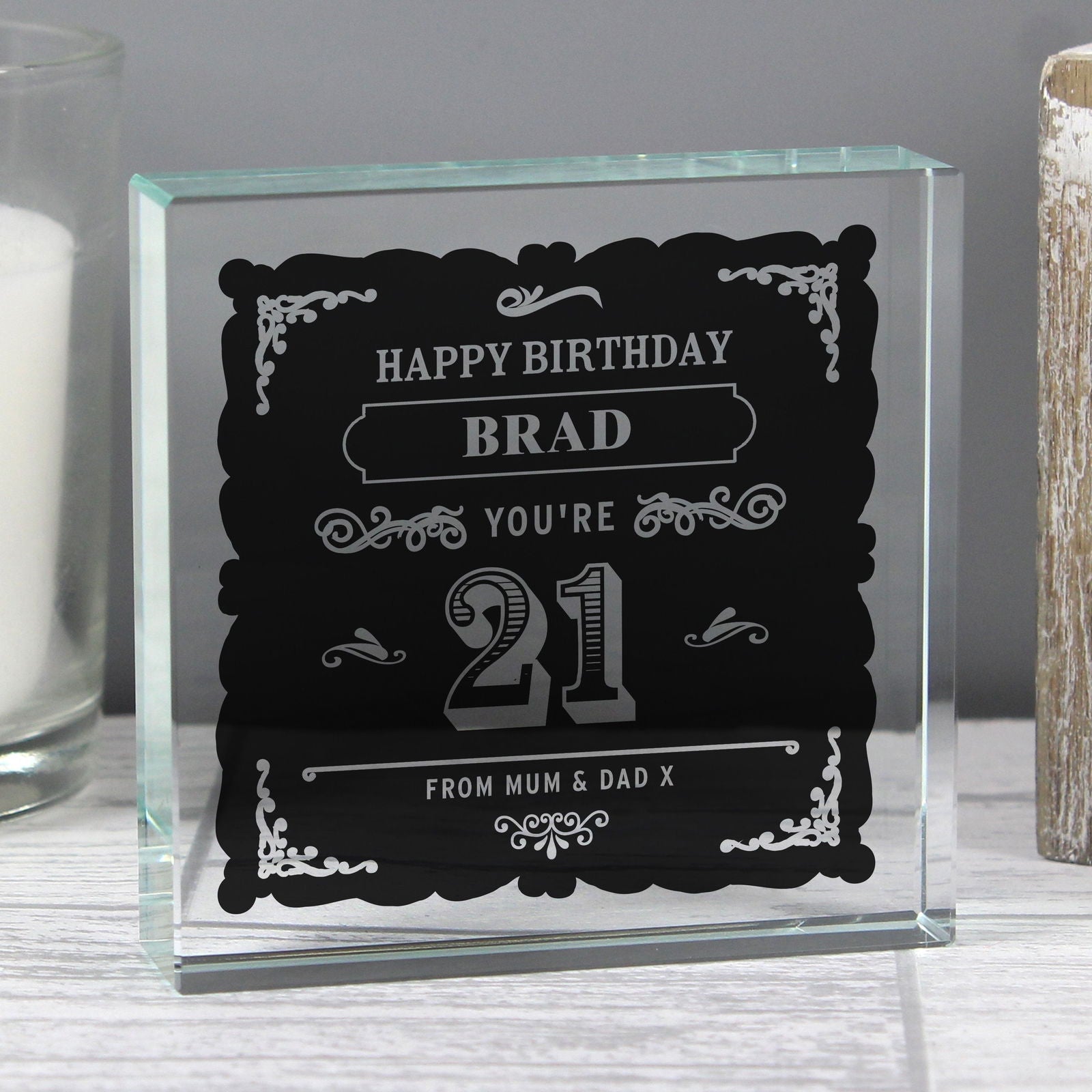 Personalised Birthday Vintage Typography Large Crystal Token