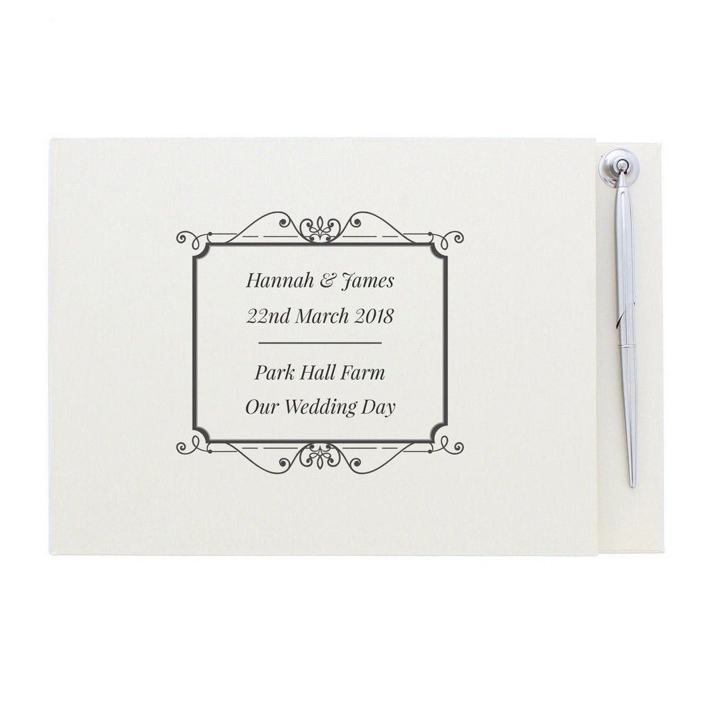 Personalised Black Hardback Guest Book & Pen