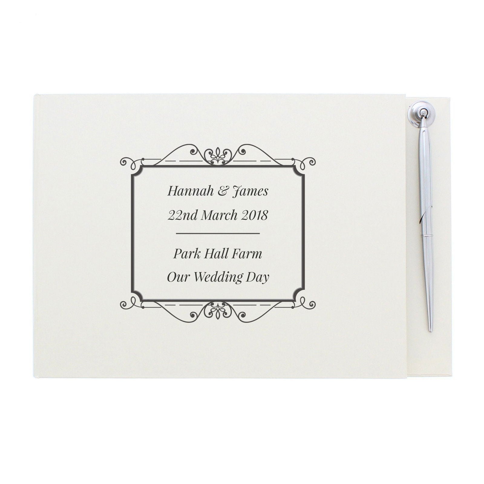 Personalised Black Hardback Guest Book & Pen