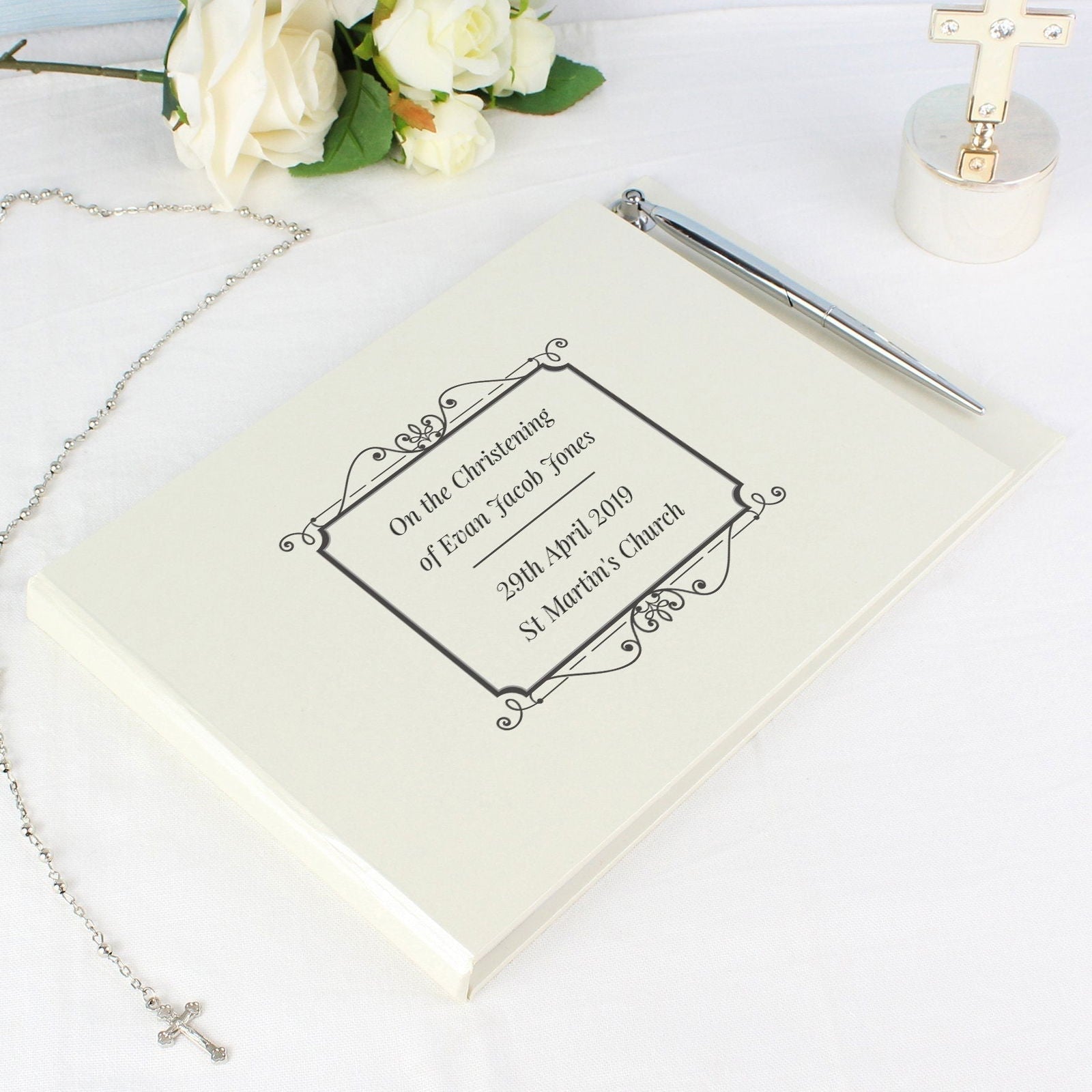 Personalised Black Hardback Guest Book & Pen