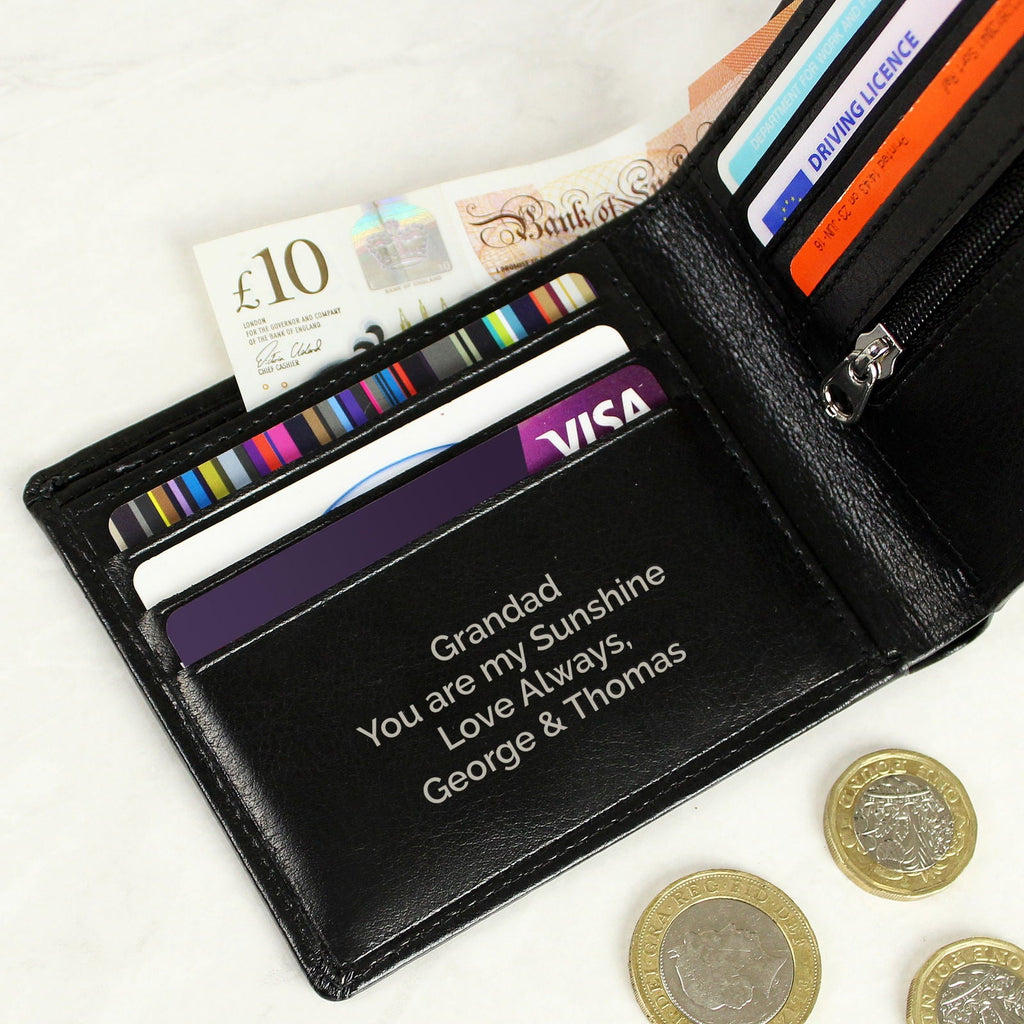 Personalised Black Leather Mens Wallet