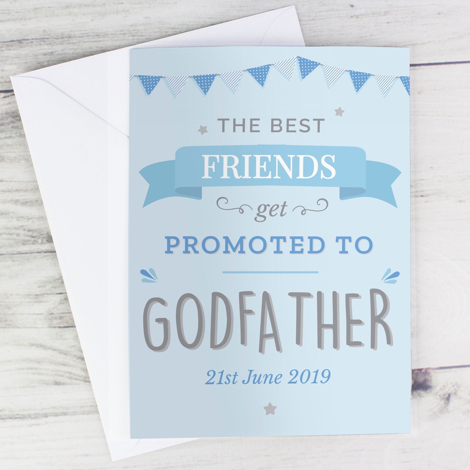 Personalised Blue Promoted To Card