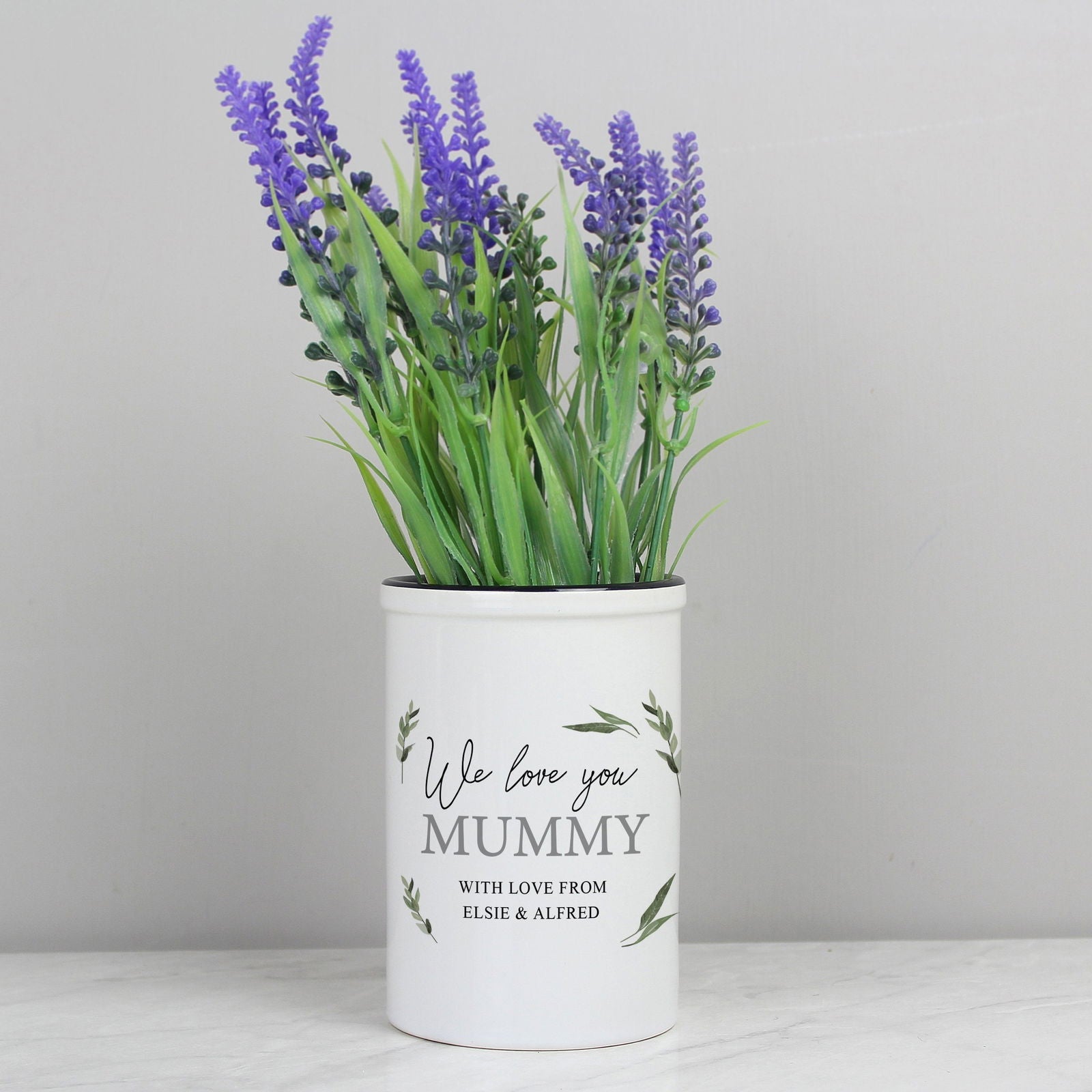 Personalised Botanical Flower Pot Straight Sided Flower Pot