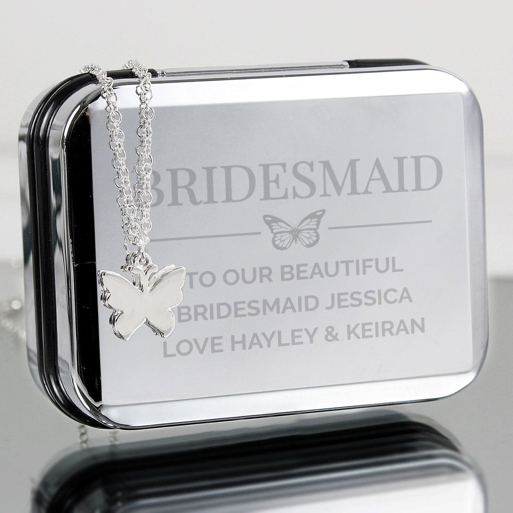 Personalised Box And Butterfly Necklace