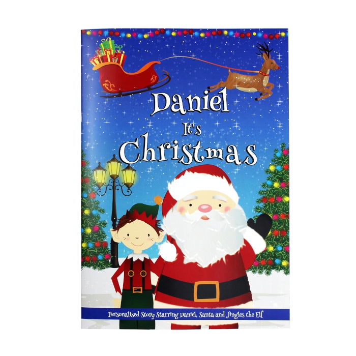Personalised Boys "It's Christmas" Story Book, Featuring Santa And His Elf Jingles
