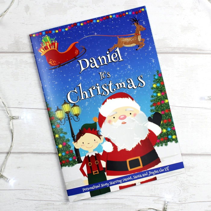 Personalised Boys "It's Christmas" Story Book, Featuring Santa And His Elf Jingles