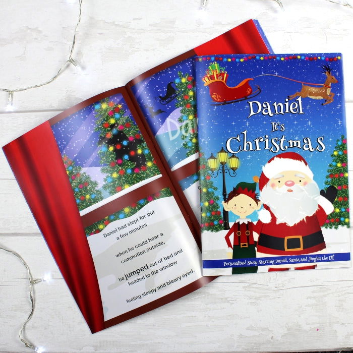 Personalised Boys "It's Christmas" Story Book, Featuring Santa And His Elf Jingles