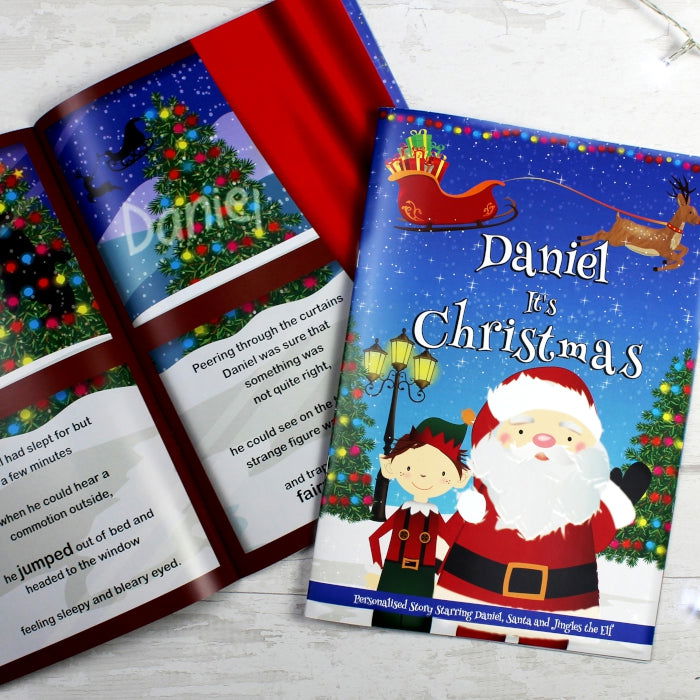 Personalised Boys "It's Christmas" Story Book, Featuring Santa And His Elf Jingles