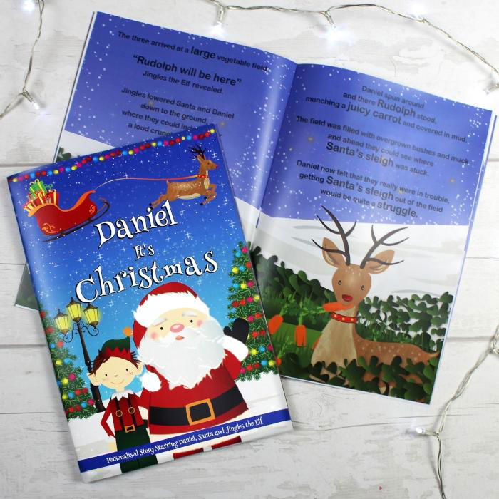 Personalised Boys "It's Christmas" Story Book, Featuring Santa And His Elf Jingles