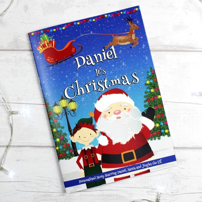Personalised Boys "It's Christmas" Story Book, Featuring Santa And His Elf Jingles
