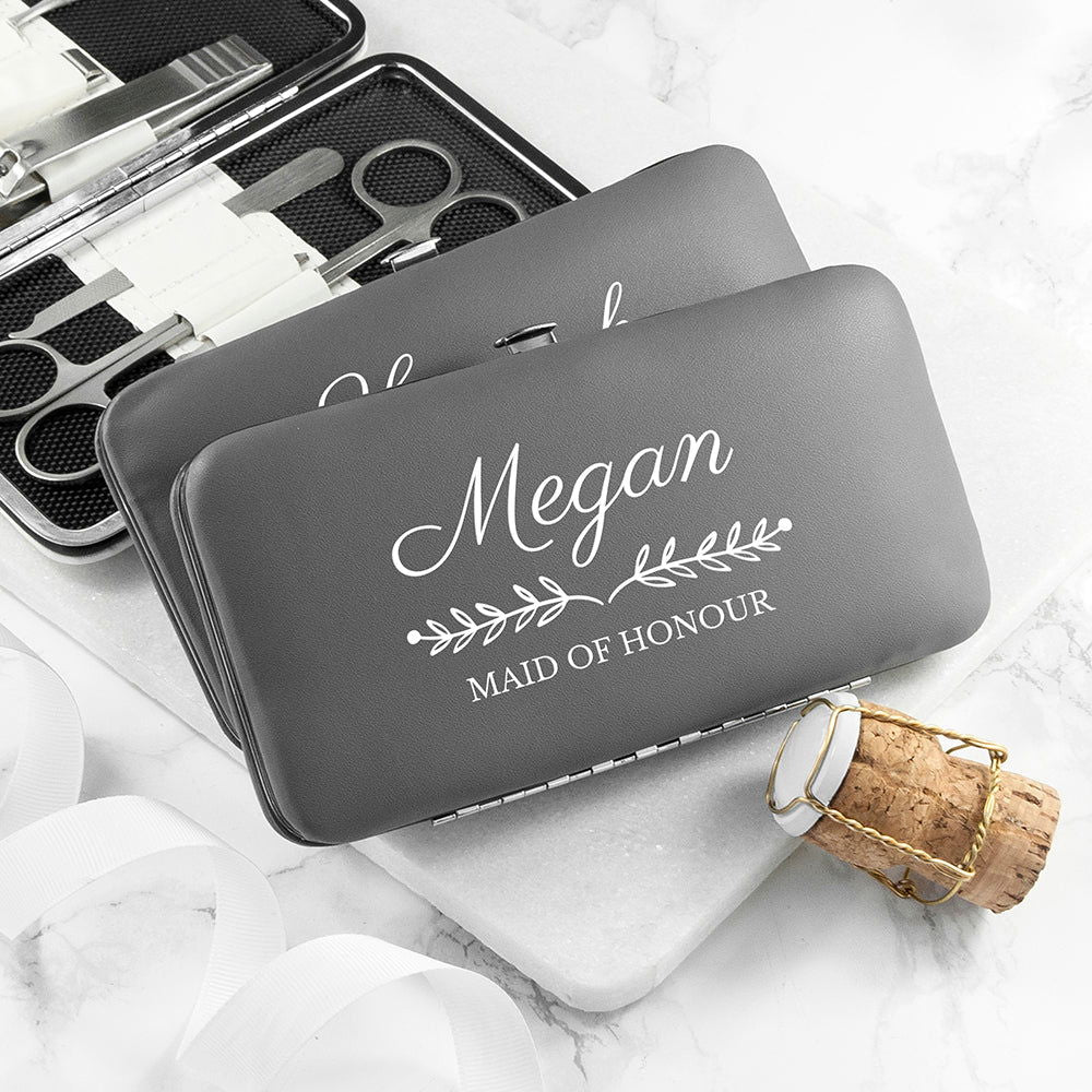 Personalised Bridal Party Manicure Set - Grey