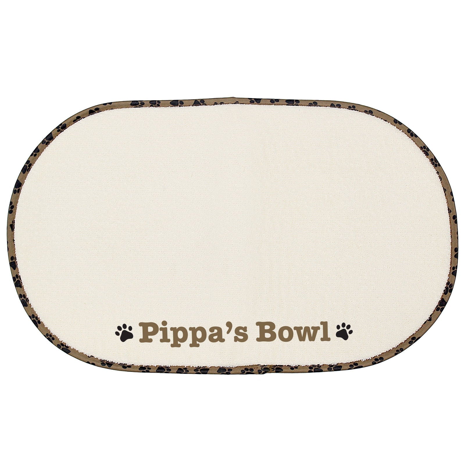 Personalised Brown Paw Print Pet Bowl Placemat