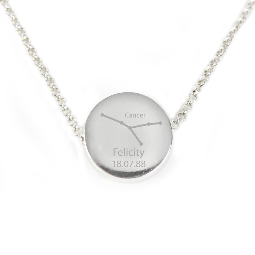 Personalised Cancer Zodiac Star Sign Silver Tone Necklace (21st June - 22nd July)