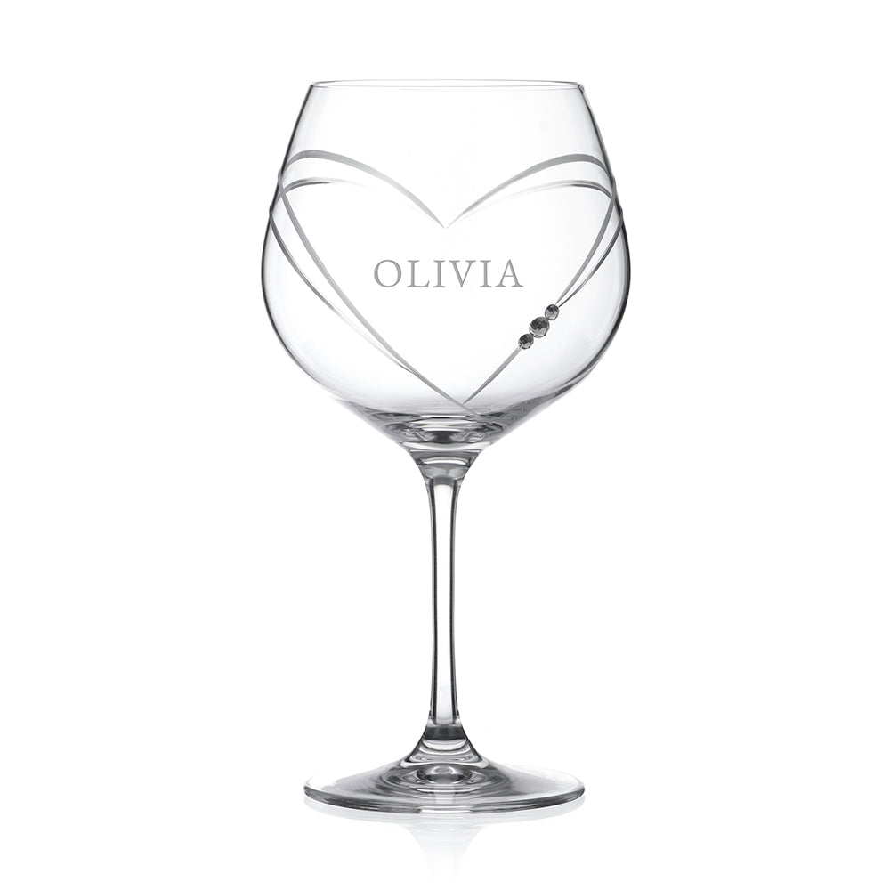 Personalised Celebration Heart Gin Glass With Swarovski Crystals