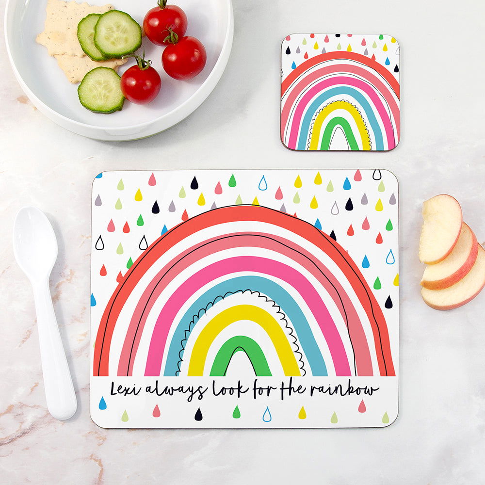 Personalised Children's Rainbow Placemat Set
