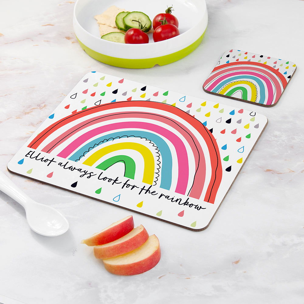 Personalised Children's Rainbow Placemat Set