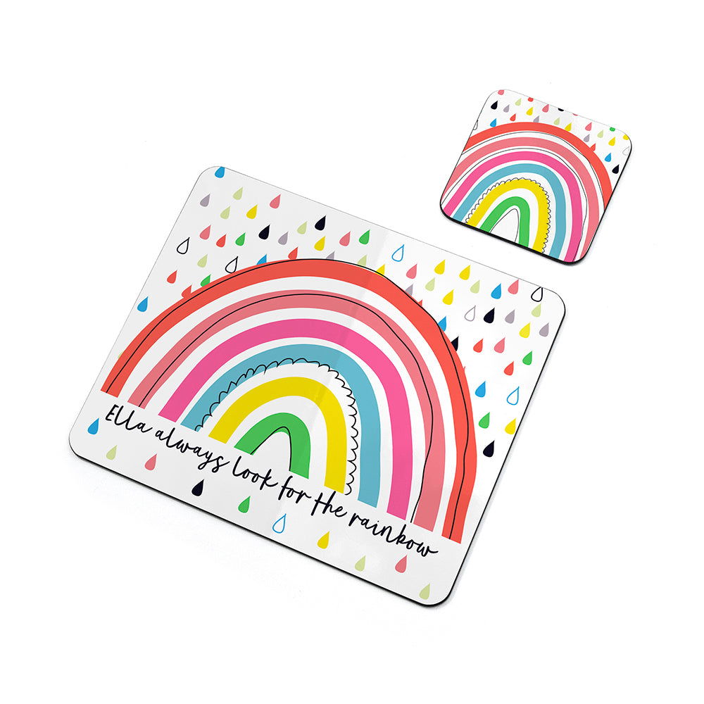 Personalised Children's Rainbow Placemat Set