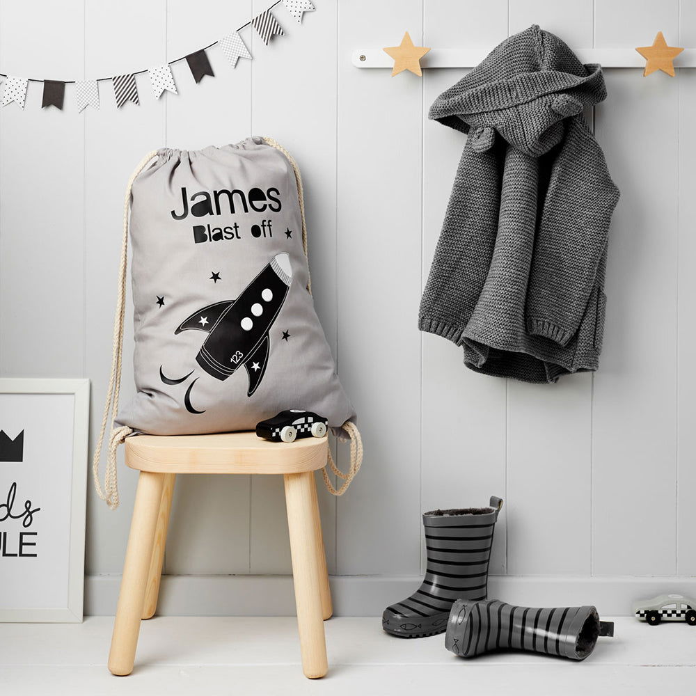 Personalised Children's Space Rocket Pe Kit Bag