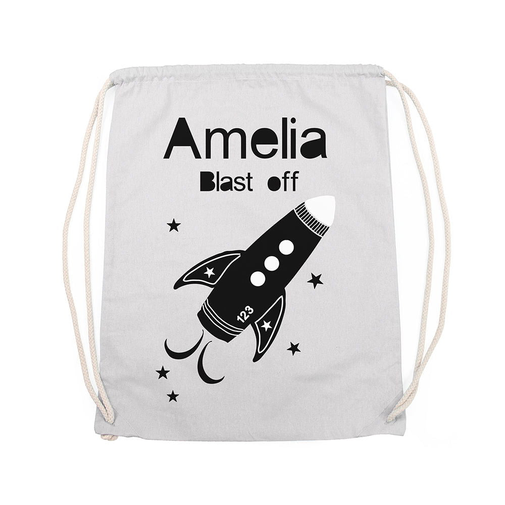 Personalised Children's Space Rocket Pe Kit Bag