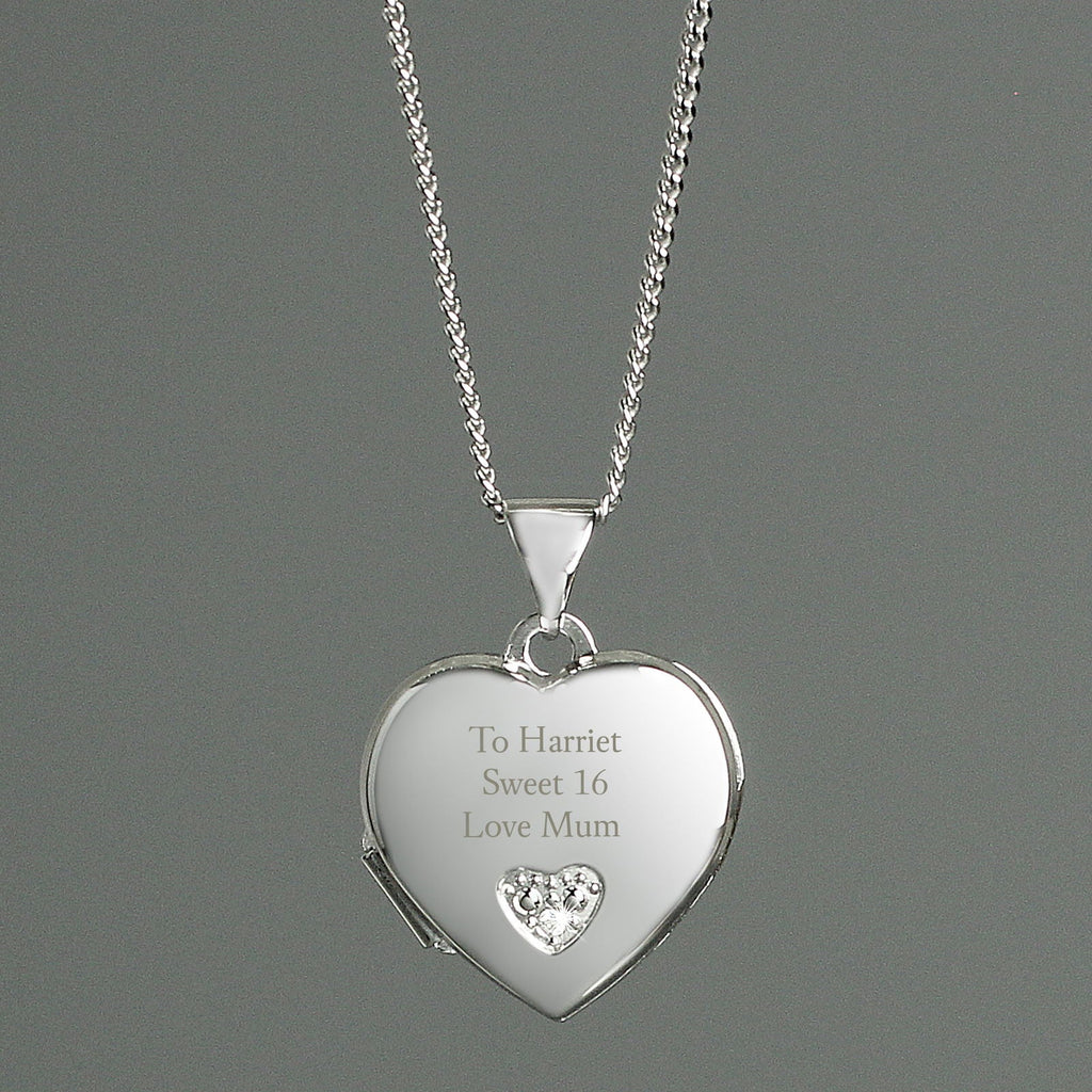 Personalised Children's Sterling Silver And Cubic Zirconia Heart Locket Necklace