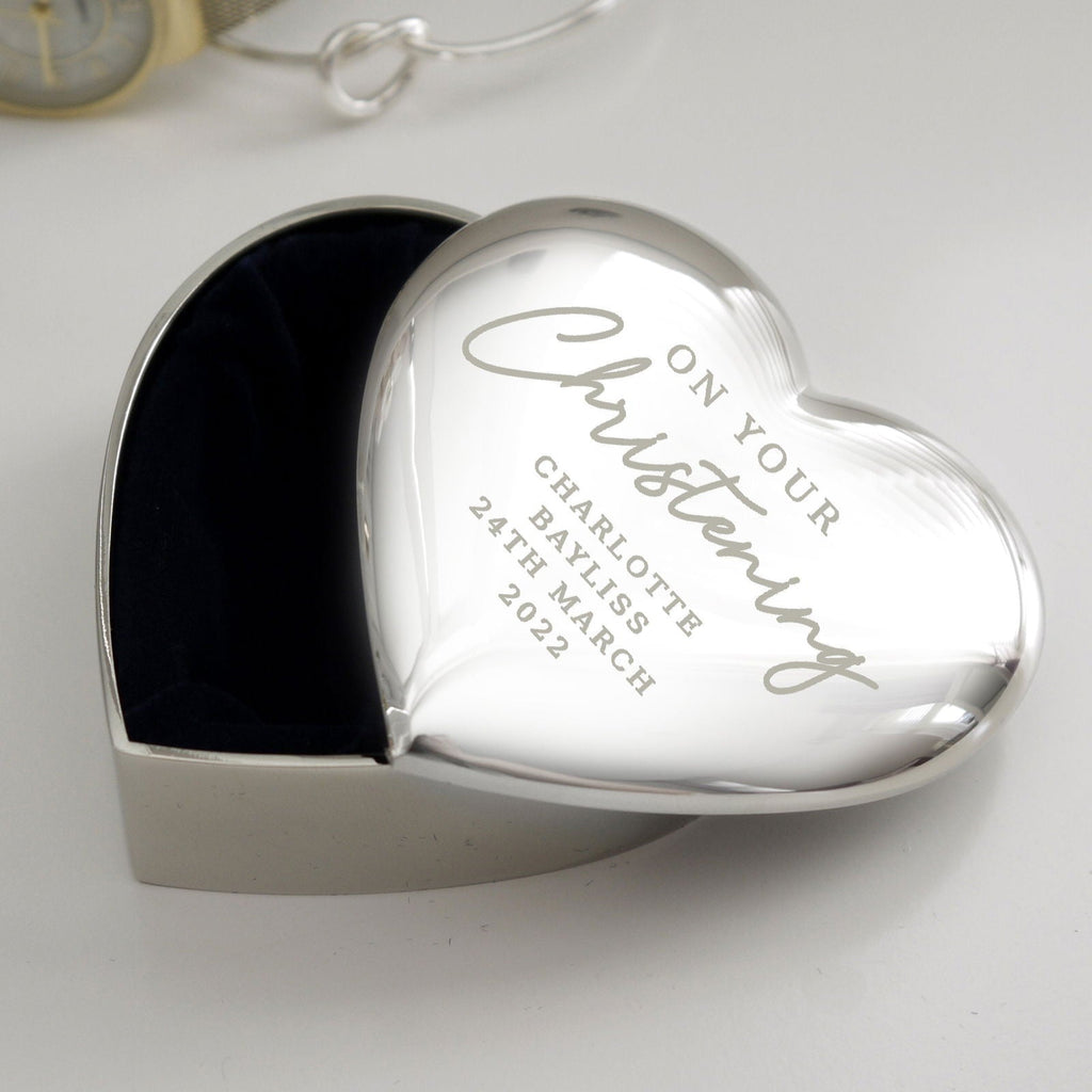 Personalised Christening Heart Trinket Box Gift