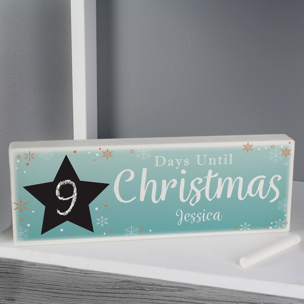 Personalised Christmas Chalk Countdown Wooden Block Sign