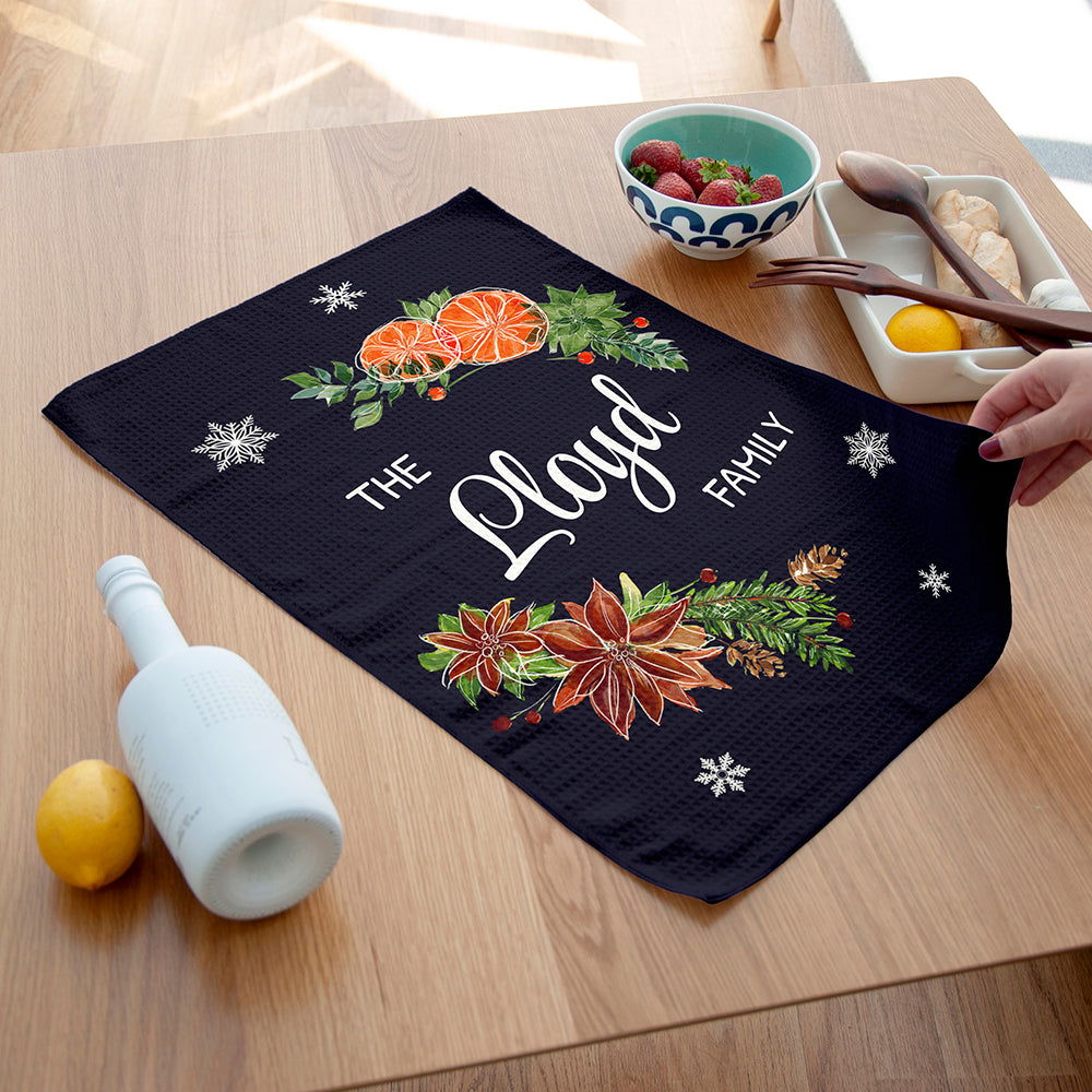 Personalised Christmas Clementine Tea Towel