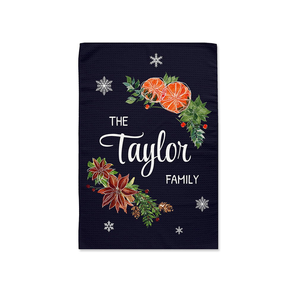 Personalised Christmas Clementine Tea Towel