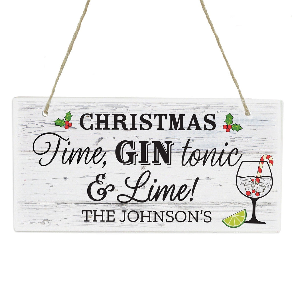 Personalised Christmas Gin Wooden Sign