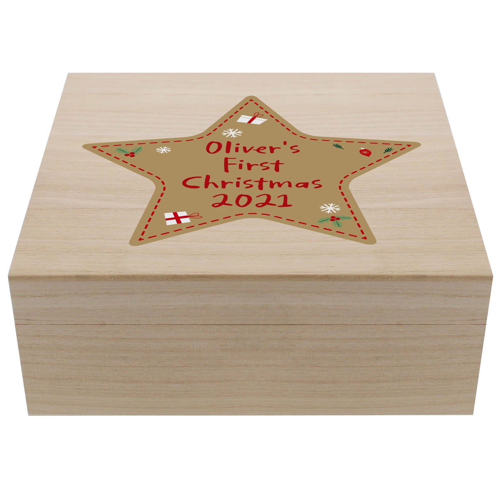 Personalised Christmas Large Wooden Keepsake Box