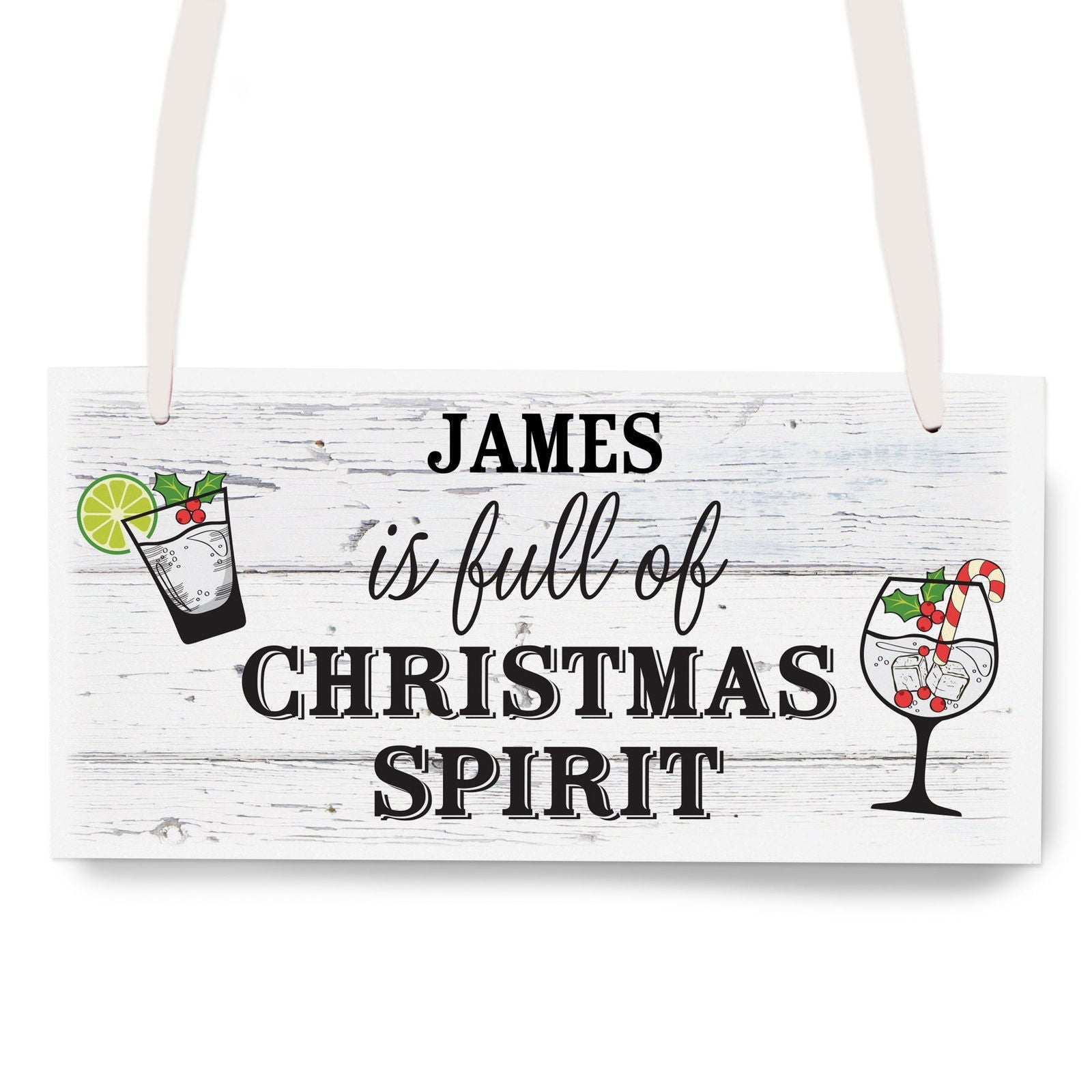 Personalised Christmas Spirit Wooden Sign