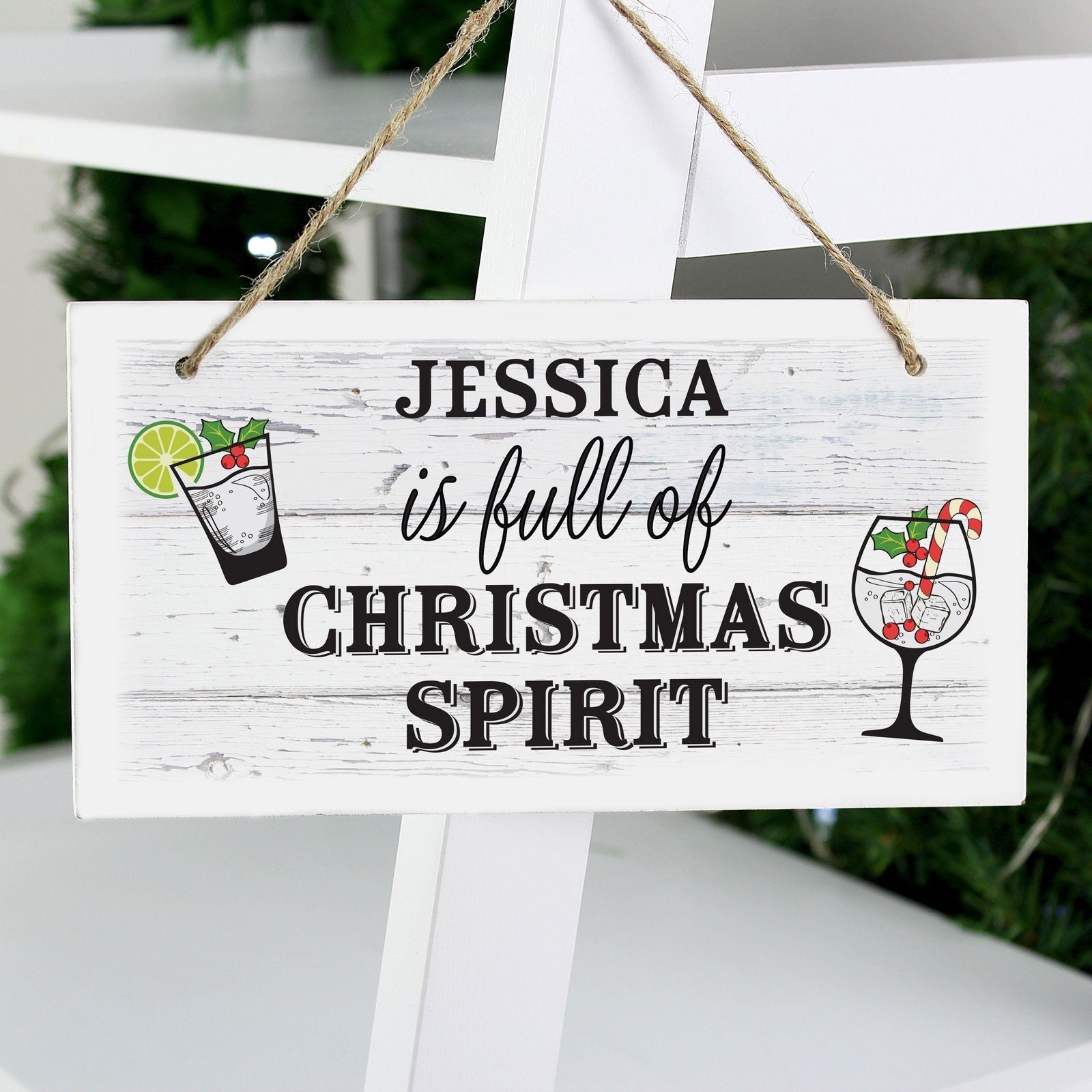Personalised Christmas Spirit Wooden Sign