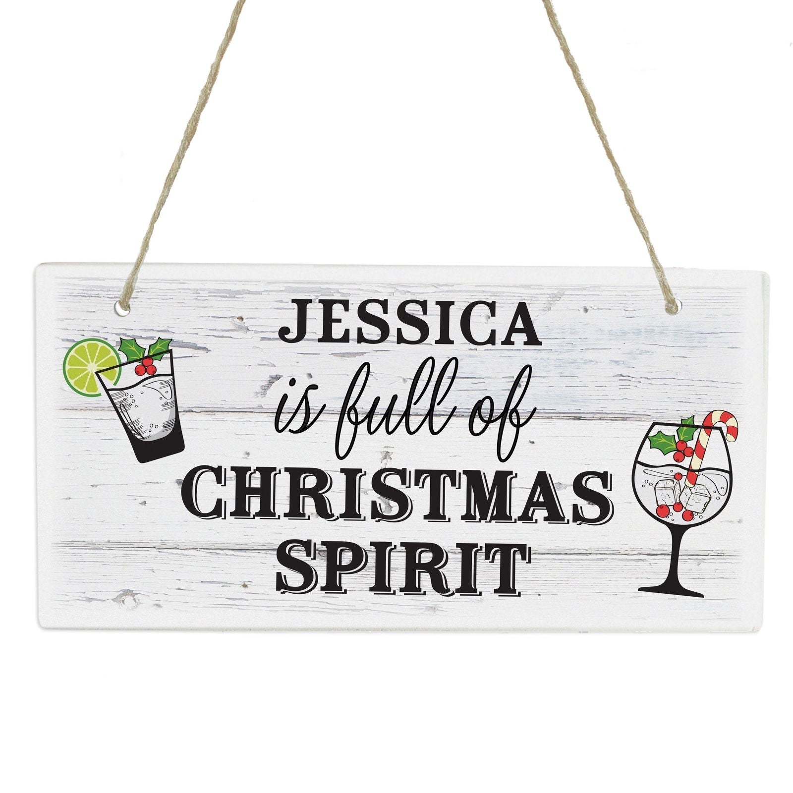 Personalised Christmas Spirit Wooden Sign