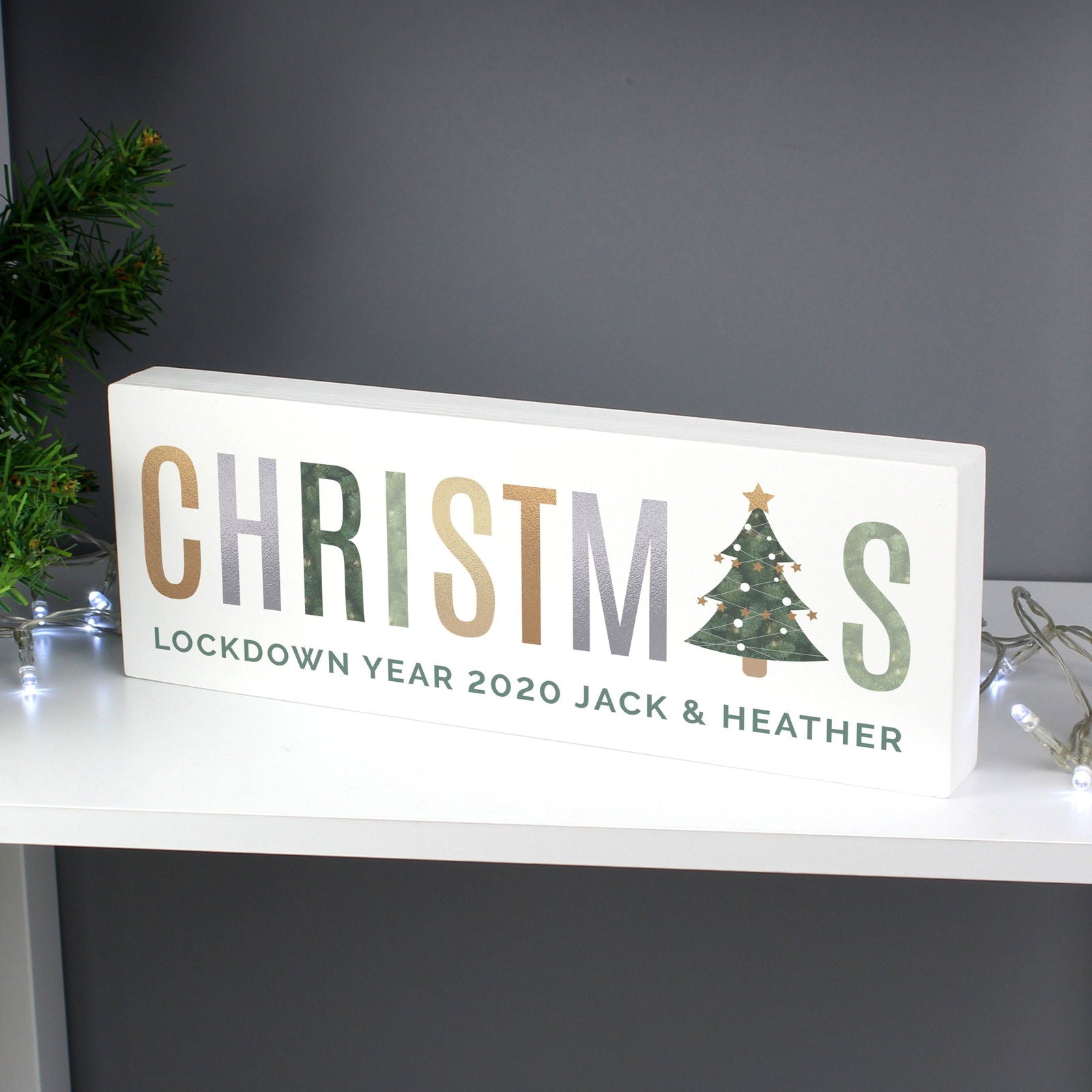 Personalised Christmas Wooden Block Sign