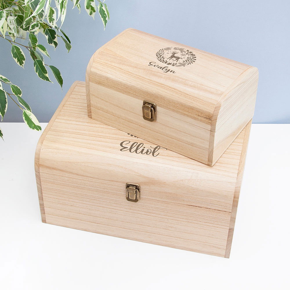 Personalised Christmas Woodland Keepsake Chest