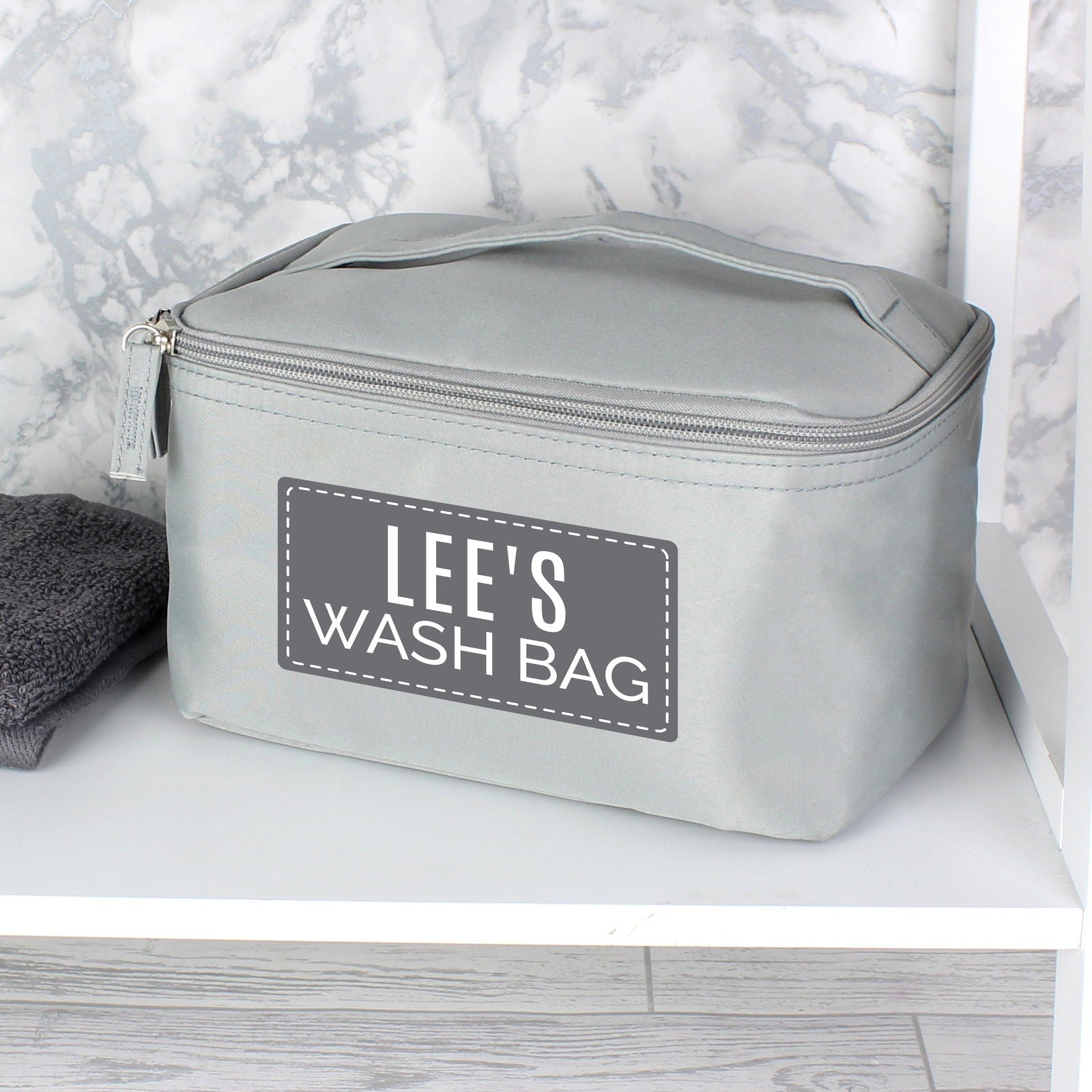 Personalised Classic Grey Vanity Bag