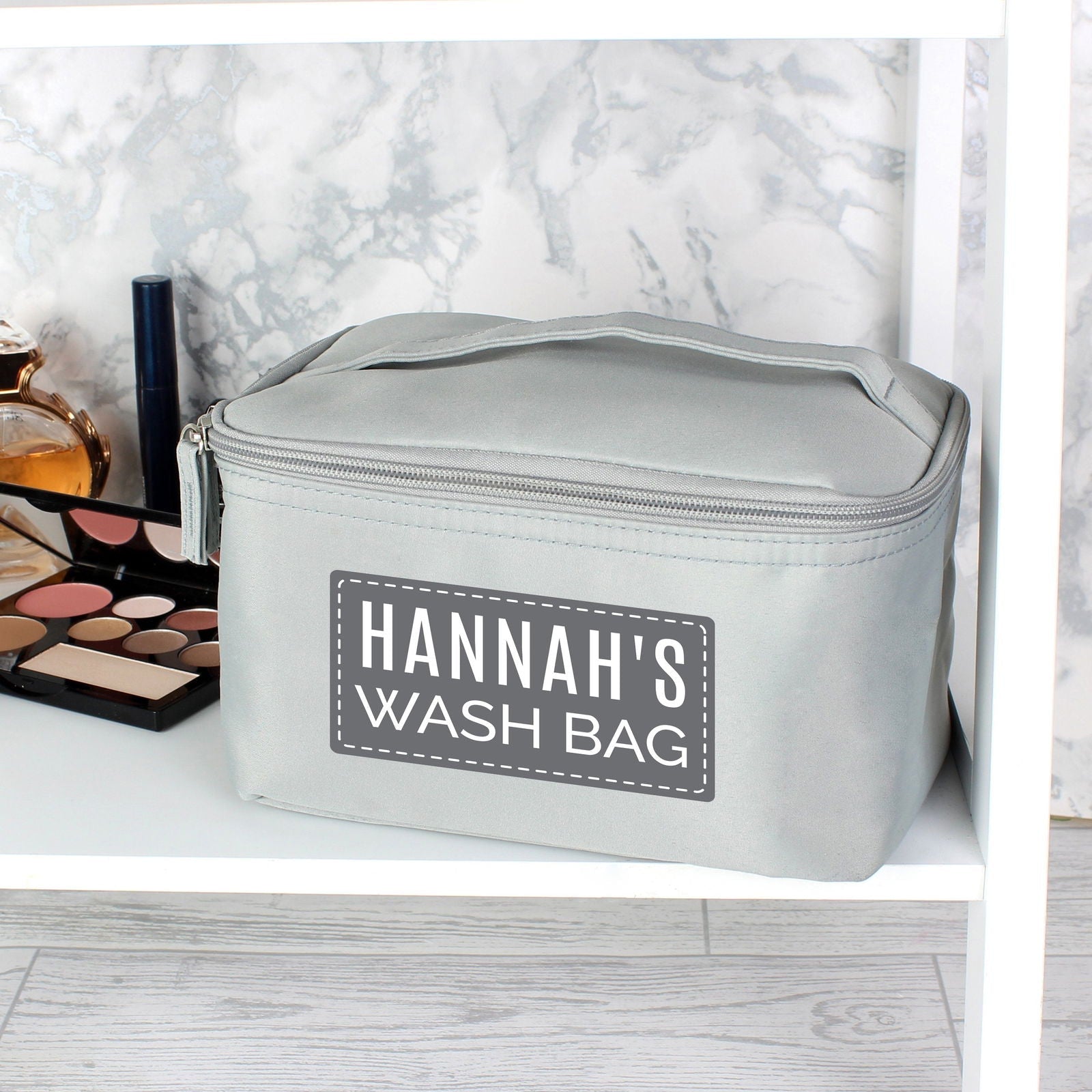 Personalised Classic Grey Vanity Bag