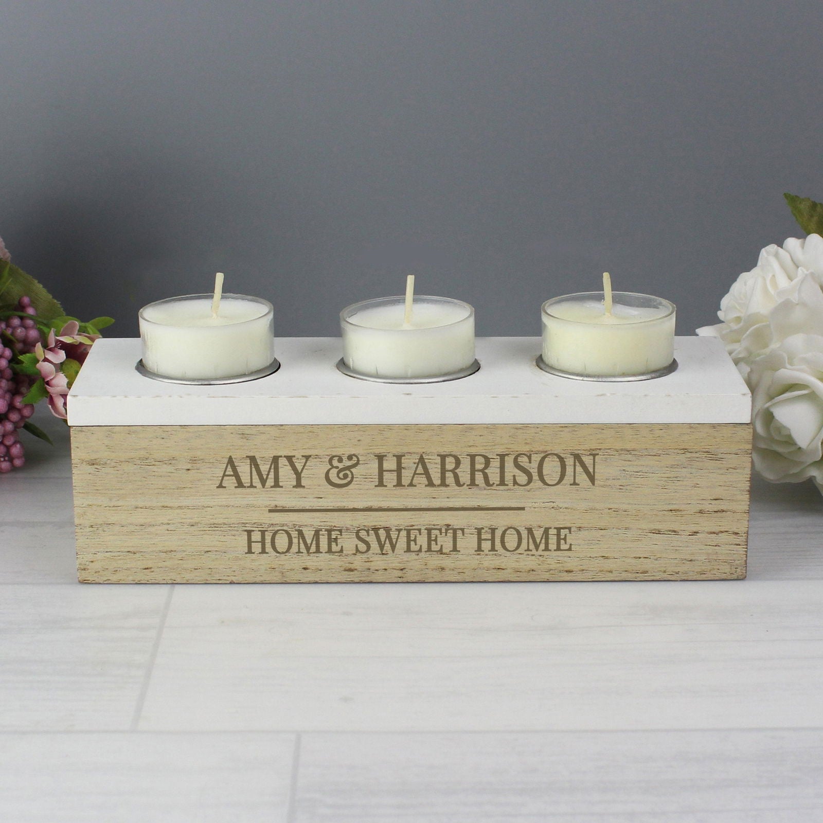 Personalised Classic Triple Tea Light Box