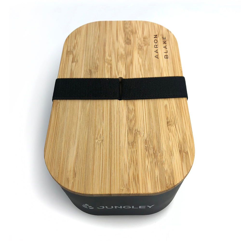 Personalised Contemporary Black Bamboo Lunch Box