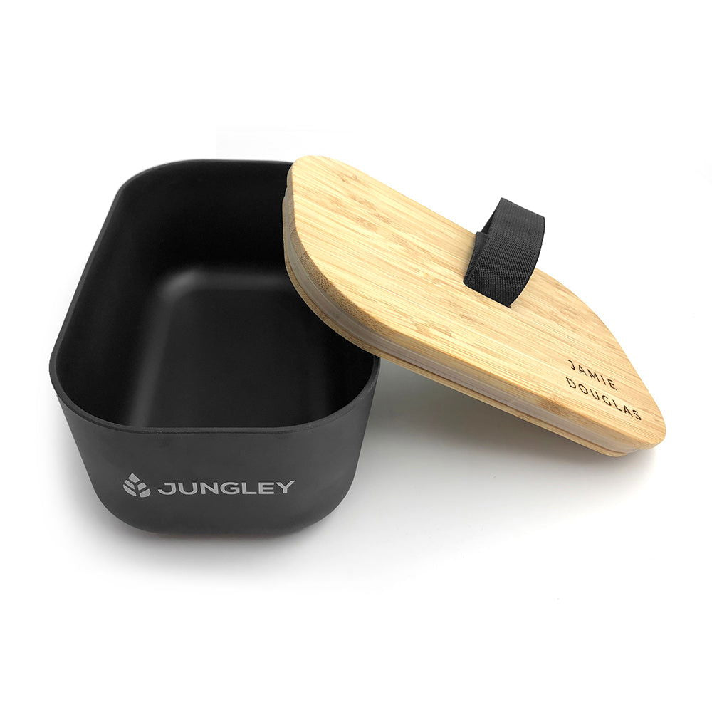 Personalised Contemporary Black Bamboo Lunch Box