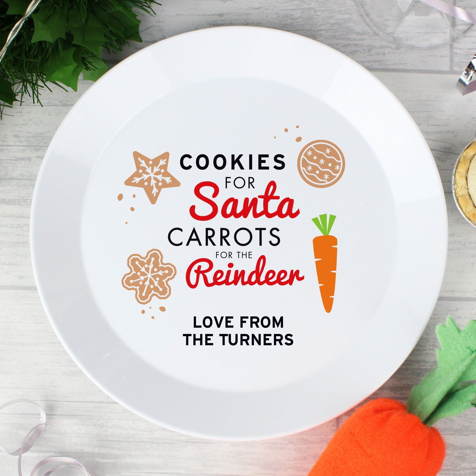 Personalised Cookies For Santa Christmas Eve Plastic Plate