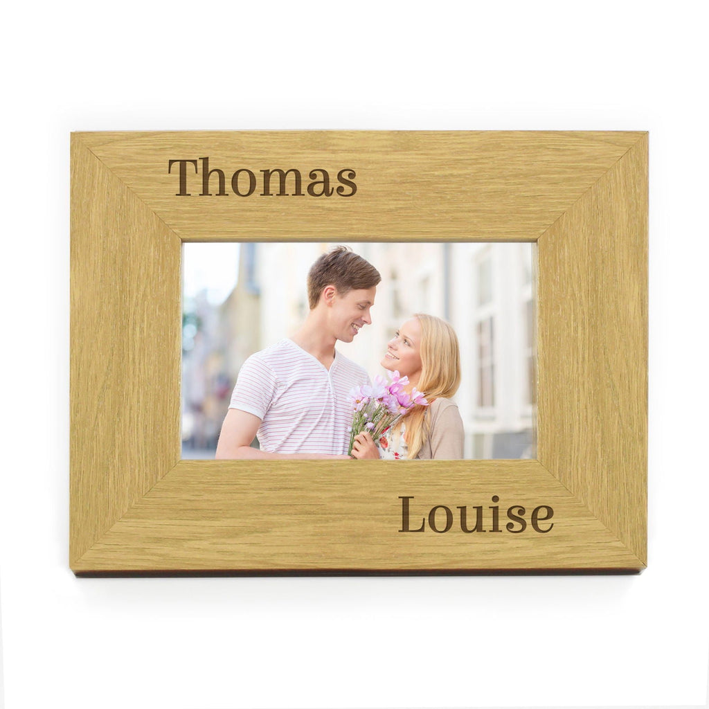 Personalised Couples 6x4 Inch Oak Finish Photo Frame